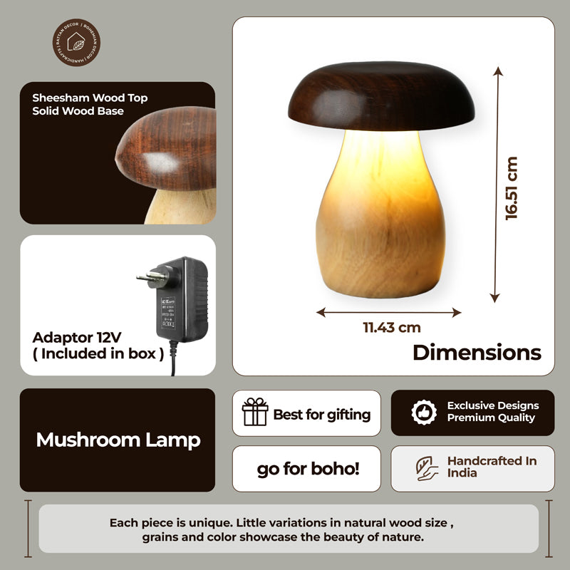ArtGlow Boho Mango Wood Table Lamp - Beige media 11