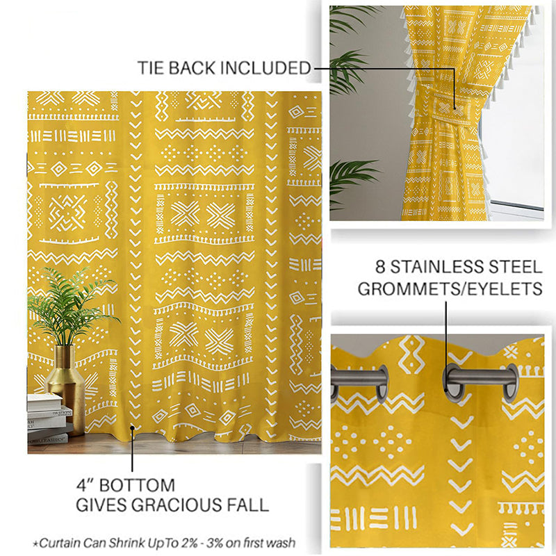 Urban Space Zahara Semi Sheer Curtain - Mustard Yellow media 5