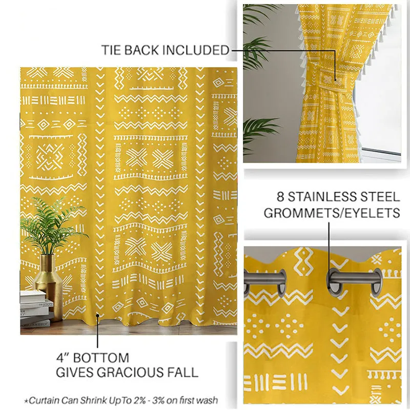 Urban Space Zahara Semi Sheer Curtain - Mustard Yellow media 5