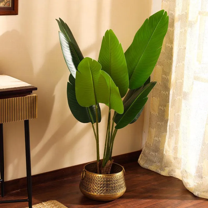 Artificial Realistic Banana Plant With Black Plastic Pot - 3.9 Feet media 1