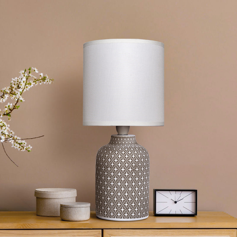 Moroccan Hue Concrete LED Fabric Table Lamp - Grey media 2