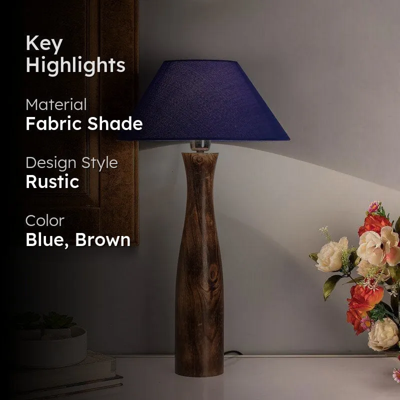 Harmony Glimpse Fabric Table Lamp With Conical Shade - Blue,Brown media 2