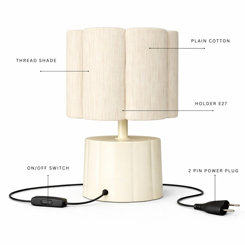 Rowan Designer Cotton Table Lamp - White media 5