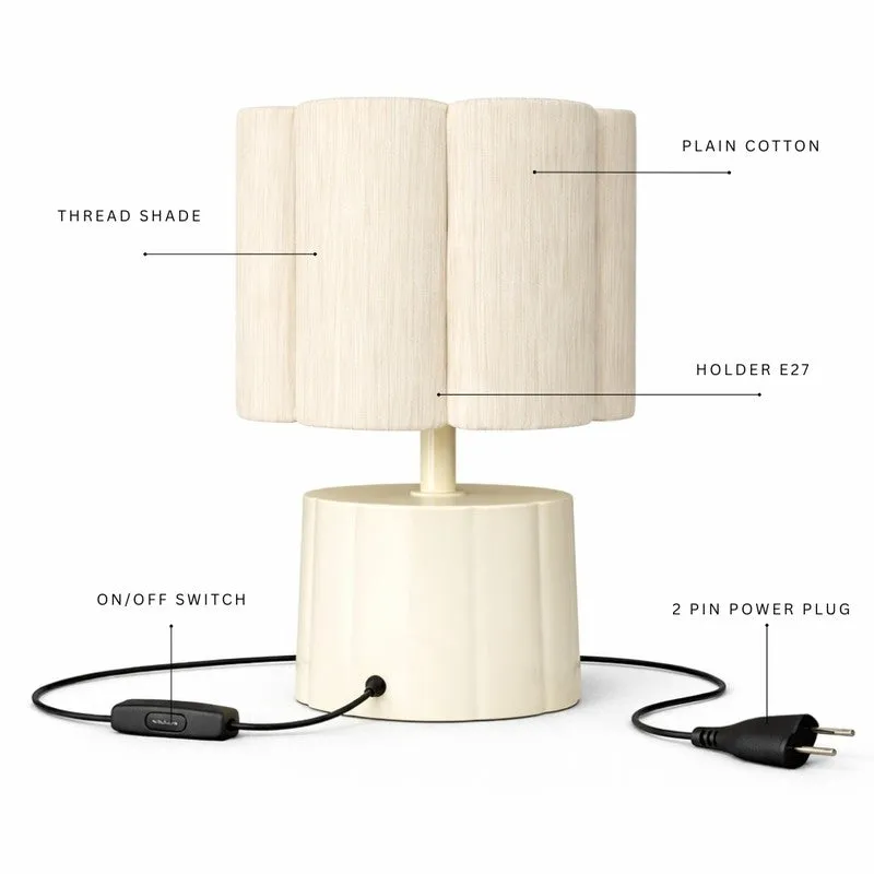 Rowan Designer Cotton Table Lamp - White media 5
