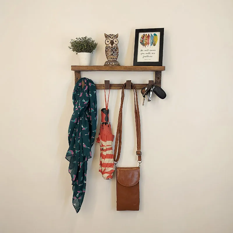 Dwaar Wooden Wall Shelf Organiser with Key Holders media 3
