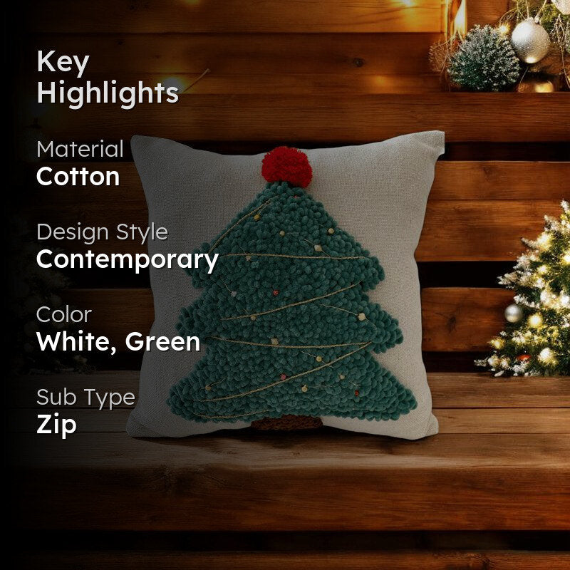 Mery Conifer Cotton Christmas Cushion Cover media 2
