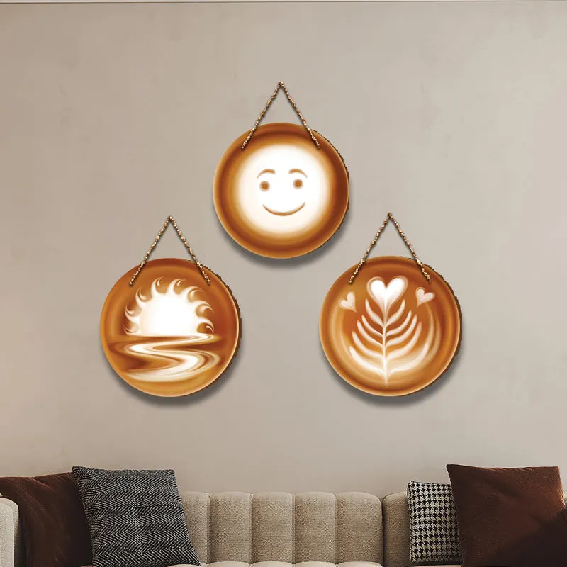 Latte Art Wood MDF Wall Hanging - Set Of Three media 1