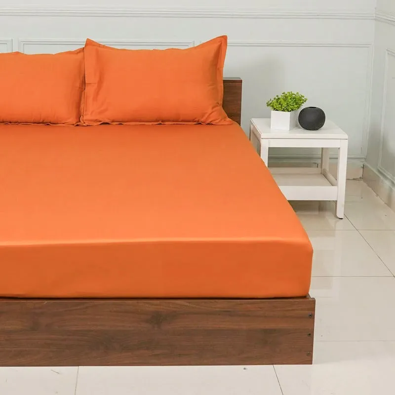 Baria Solid Cotton Bedsheet (Ochre) - 200 TC media 4