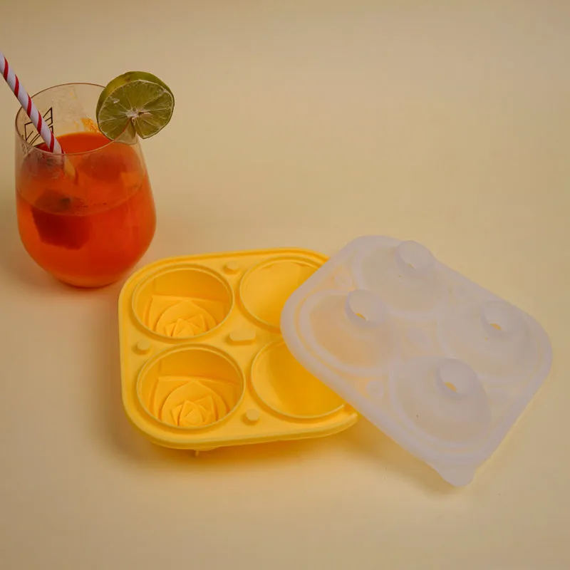 Rose Trio Silicone 4-Cube Ice Mould - Yellow media 1