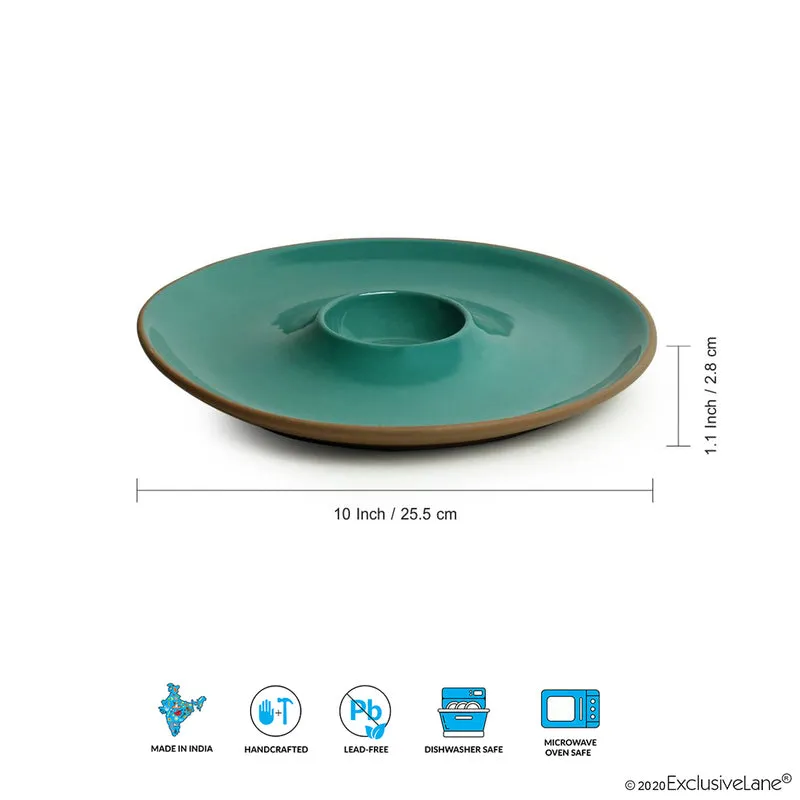 Earthen Turquoise Ceramic Chip & Dip Platter media 5