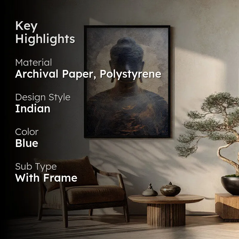Meditative Buddha Archival Paper Wall Painting With Black Frame media 2