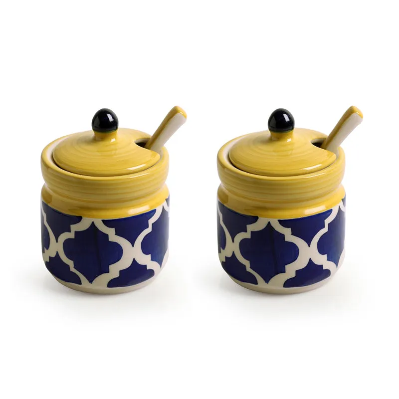 Moroccan Mile Handpainted Ceramic Jar (280 ML) - Four Piece Set media 3