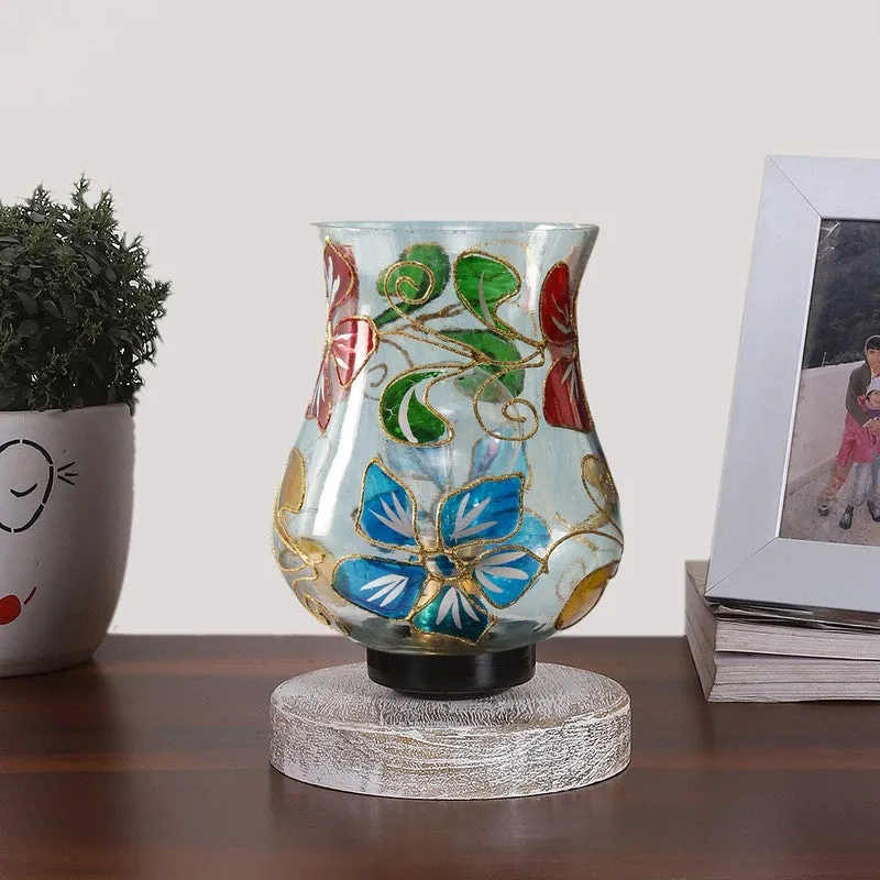 Glimora Mosaic Glass Table Lamp With Wooden Base - Multicolor media 4