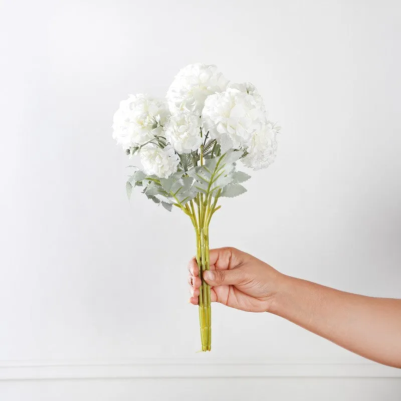 Blushen Carnation Fabric Arificial Flower - White media 4