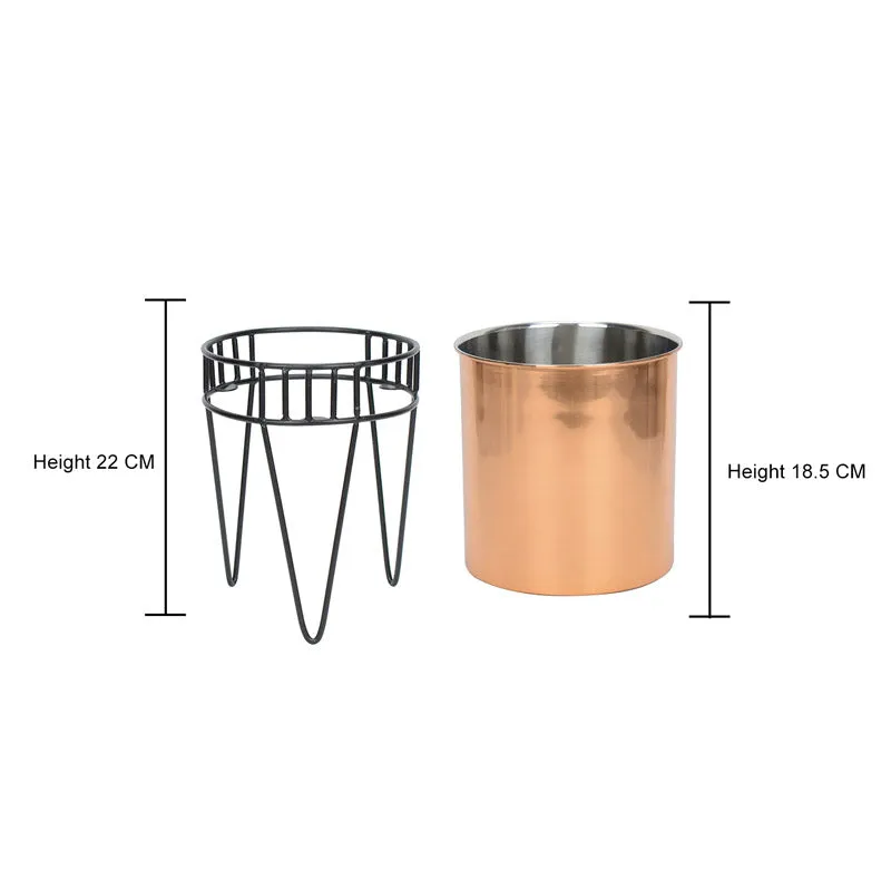 Zenva Stainless Steel Planter - Copper & Black media 5