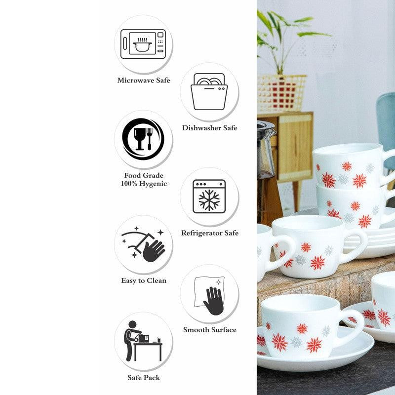 Cello Jemra Floral Cup & Saucer (130 ML) - Twelve Piece Set media 4