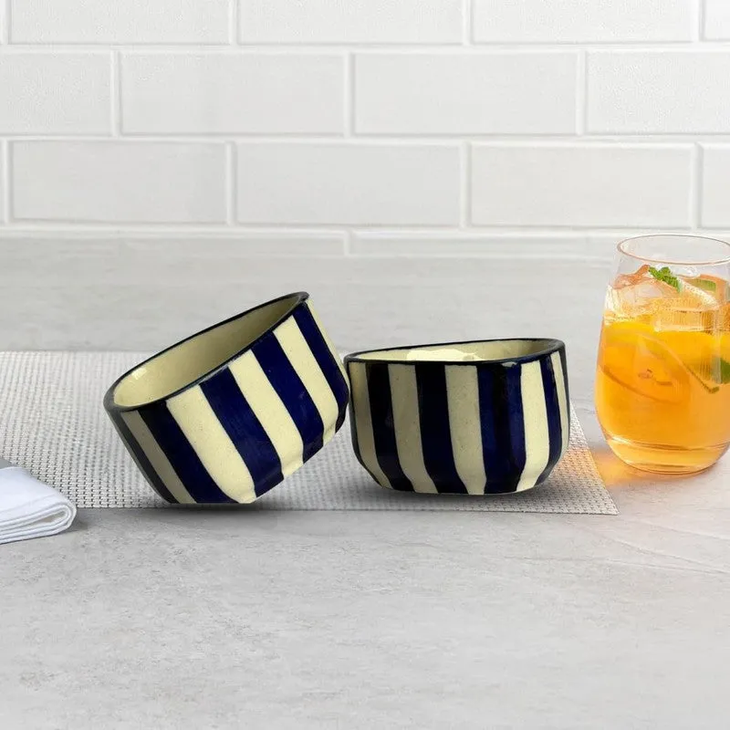 Annavya Ceramic Dip Bowls (Blue,White ,50 mL Each) - Set Of Two media 3