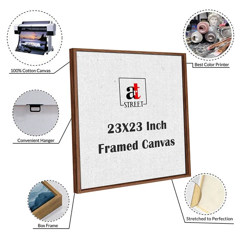Back view of square framed canvas with hanger and box frame