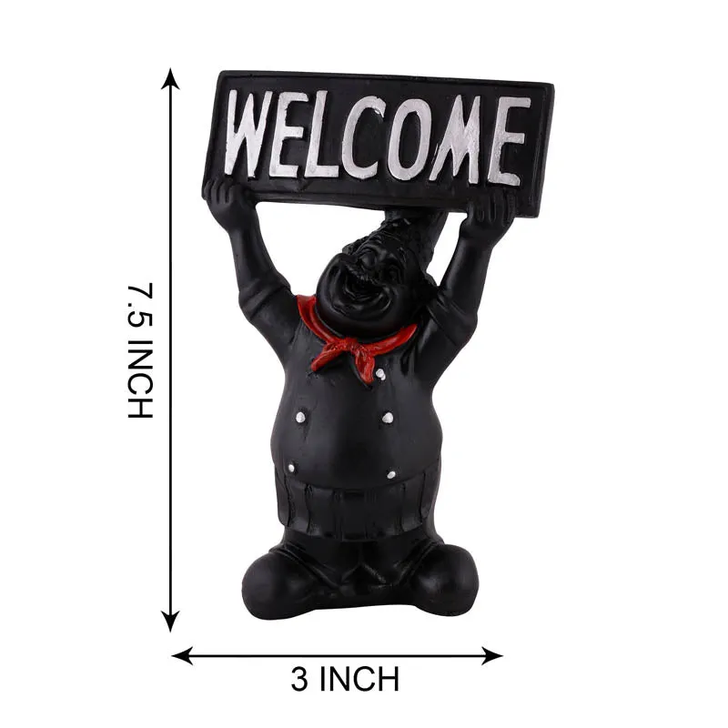Gourmet Welcome Painted Polyresin Show Piece - Black media 6