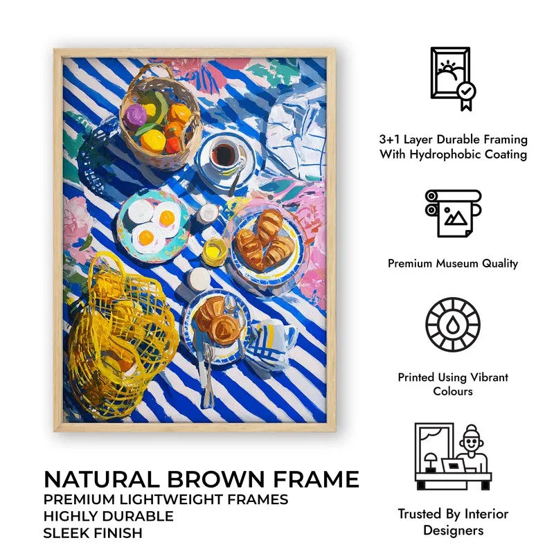Blue Tableau Canvas Wall Painting - Brown Frame media 11