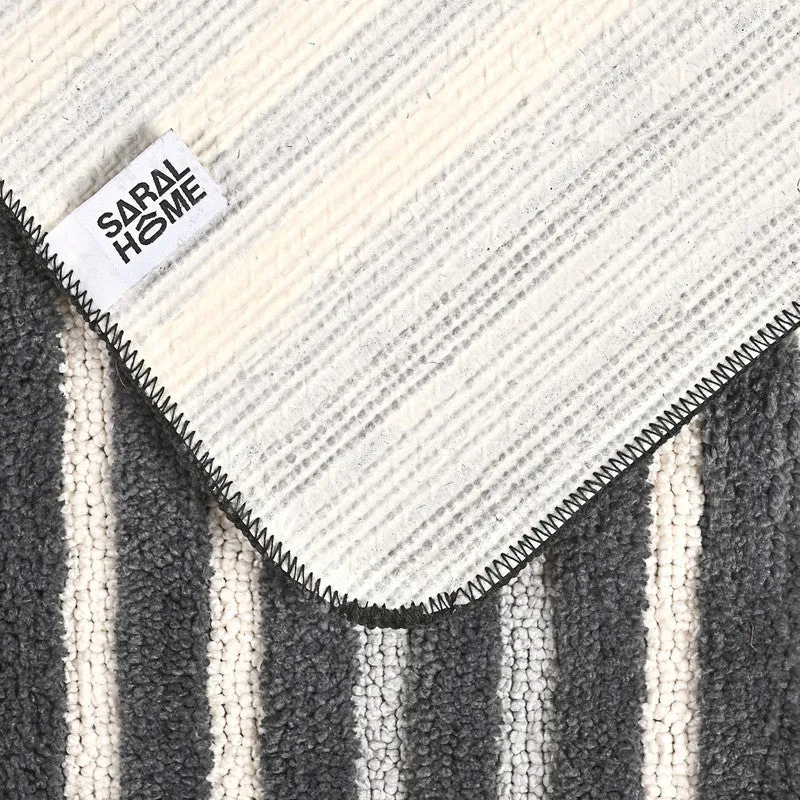 StripeScape Microfiber Bath Mats (Grey) - Set of Two media 6
