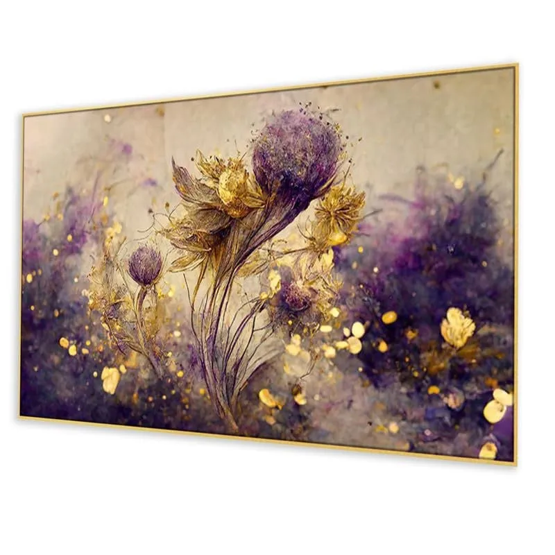 Amethyst Floral Canvas Wall Painting With Frame media 5