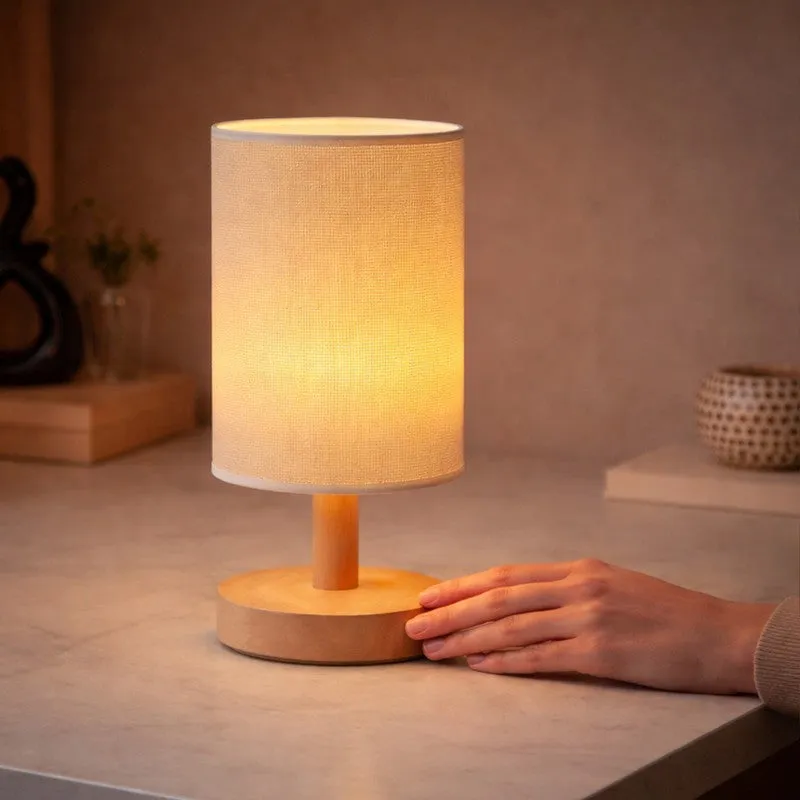 Natural Grain Jute Wooden Table Lamp - Beige media 6