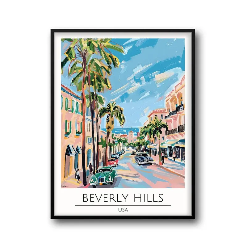 Vintage Beverly Hills Framed Canvas Wall Painting media 5