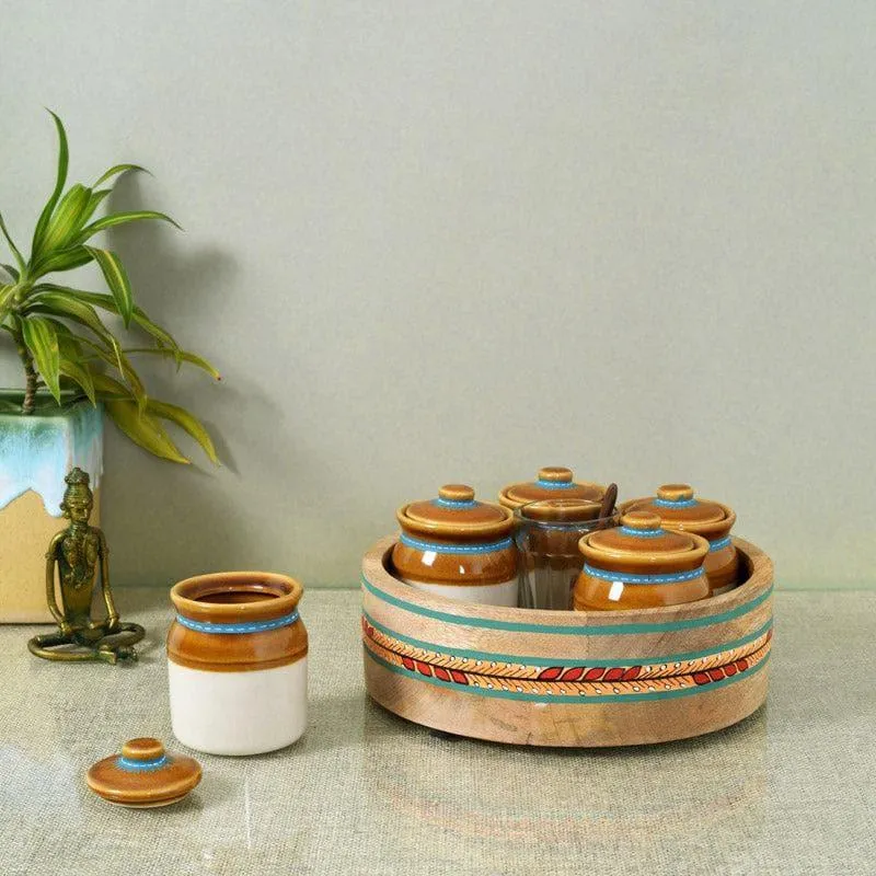 Krithik Storage Jar With Tray (185 ml) - Six Piece Set media 1