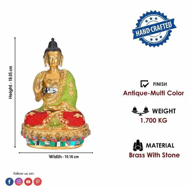 Colourful Gautam Buddha Brass Idol media 4