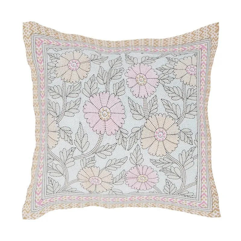 Neeraja Floral Diwan Set (Light Blue) - Eight Piece Set media 3