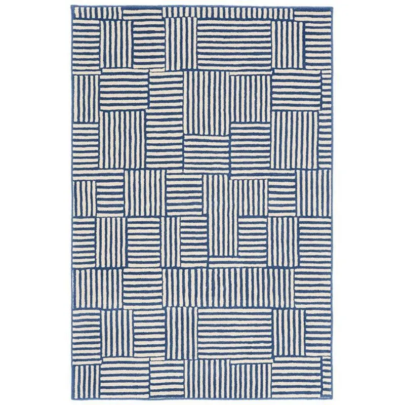 Celeborn Hand Tufted Geometric Wool & Nylon Carpet - Blue media 1