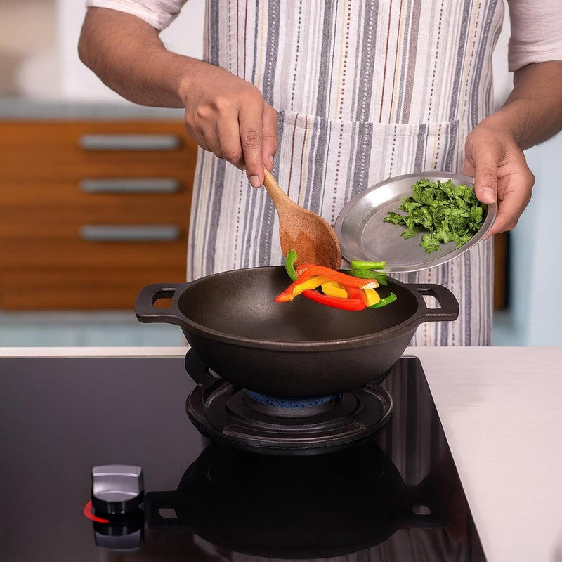 Solara Cast Iron Round Kadhai Without Lid - 1000 mL/7 Inch media 6