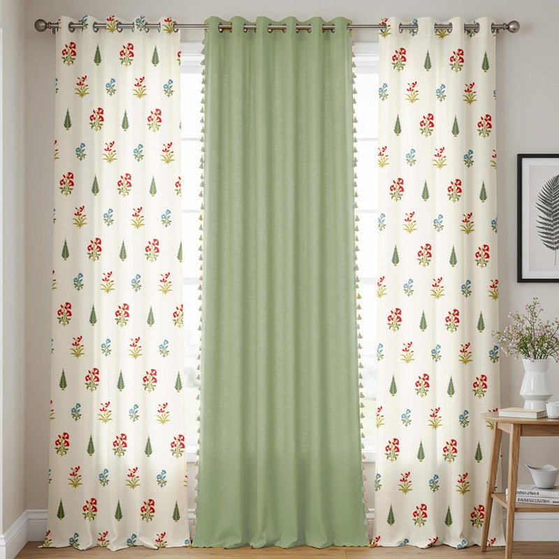 Urban Space High Garden Curtains (Green) - Set Of Three media 3