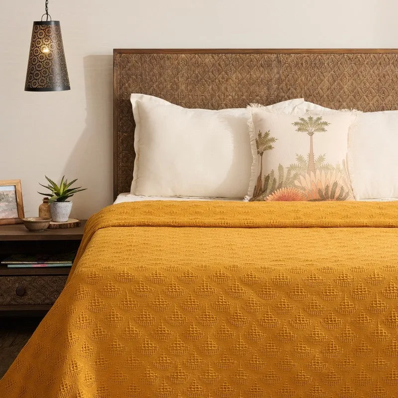 Geo Haven Cotton Bedcover (Yellow) (350 Gsm) - Two Piece Set media 1