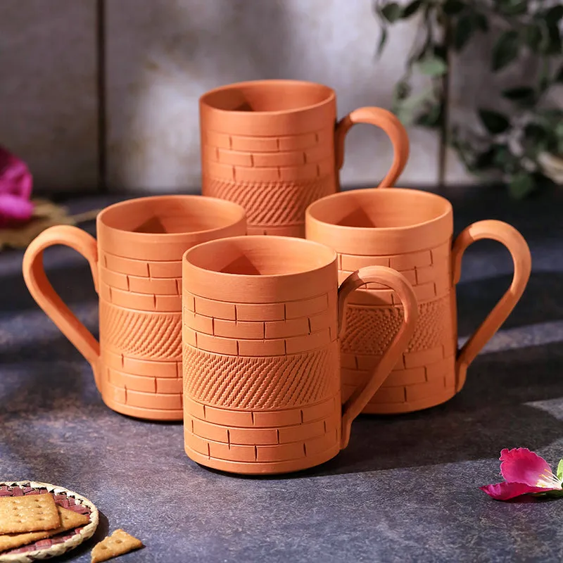 Smarana Terracotta Coffee Mug (400 mL Each) - Set of Four media 3
