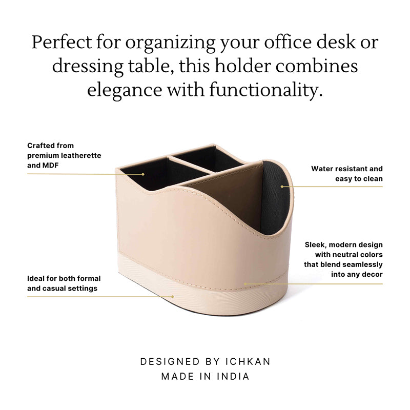 Veltrix Faux Leather Desk Organiser - Beige media 8