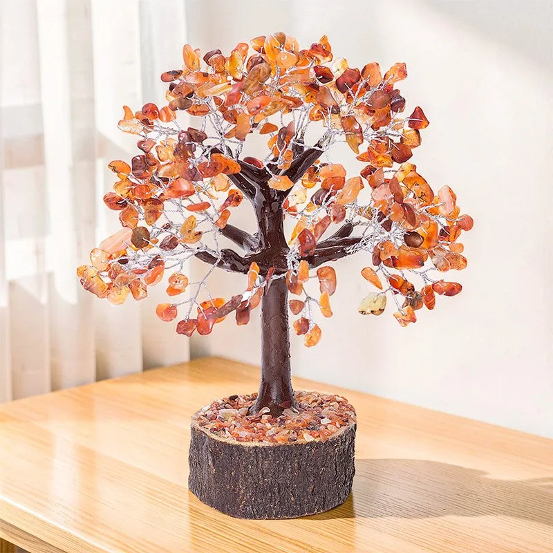 Agate Wish Tree Handcrafted Showpiece - Orange media 1