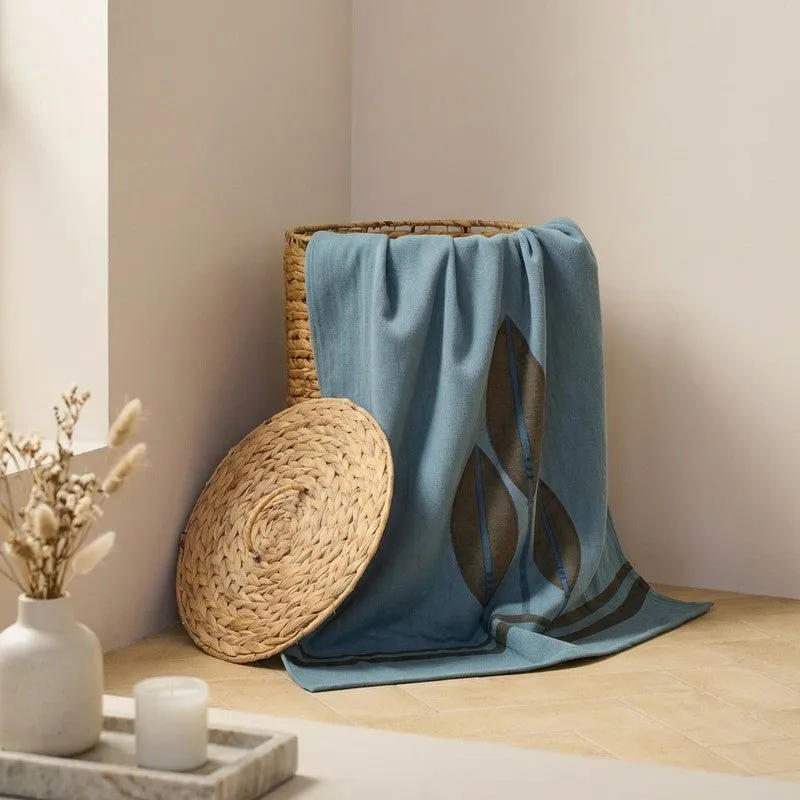 Rustic Petal Cotton Bath Towels - Blue media 1