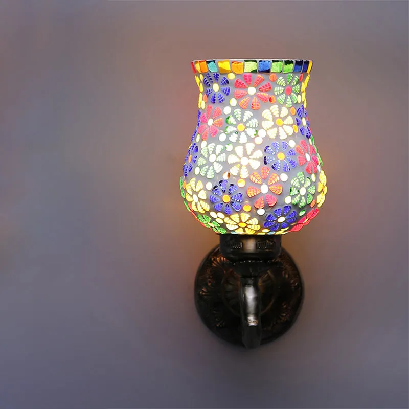 Omra Retro Mosaic Glass & Metal Wall Lamp media 4