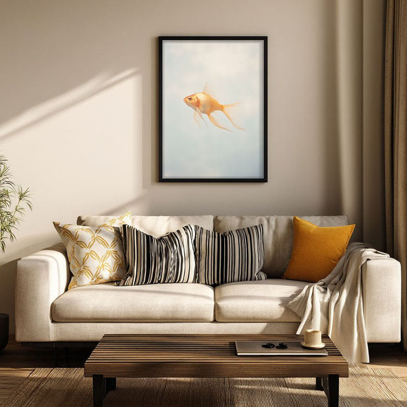 Goldfish Glam Archival Canvas Wall Art - Black Frame