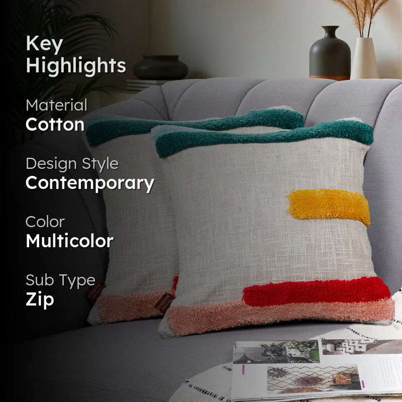 Strips Tufted Cushion Cover Set - Set Of Two media 2
