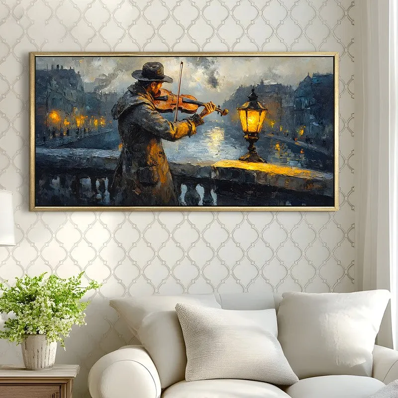 Violin at Dusk Canvas Wall Painting With Frame media 4