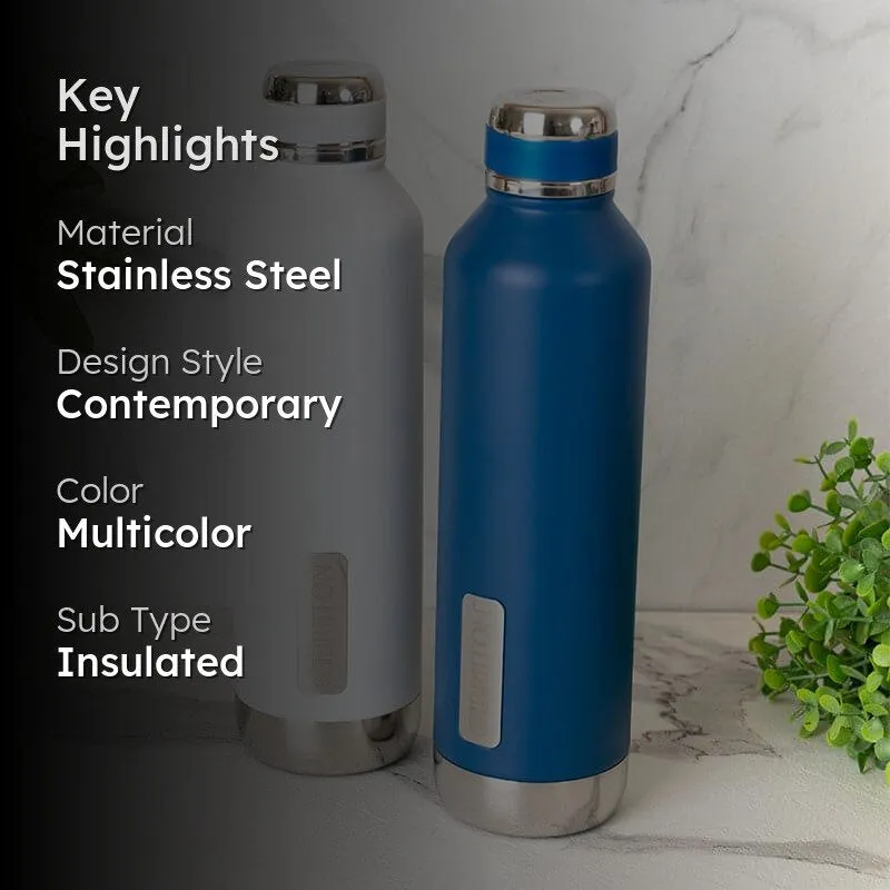 Bristo Sip Hot & Cold Thermos Water Bottle (White & Blue, 750 mL Each) - Set Of Two media 2