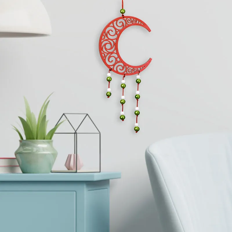Carved Crescent Dream Catcher - Red media 1