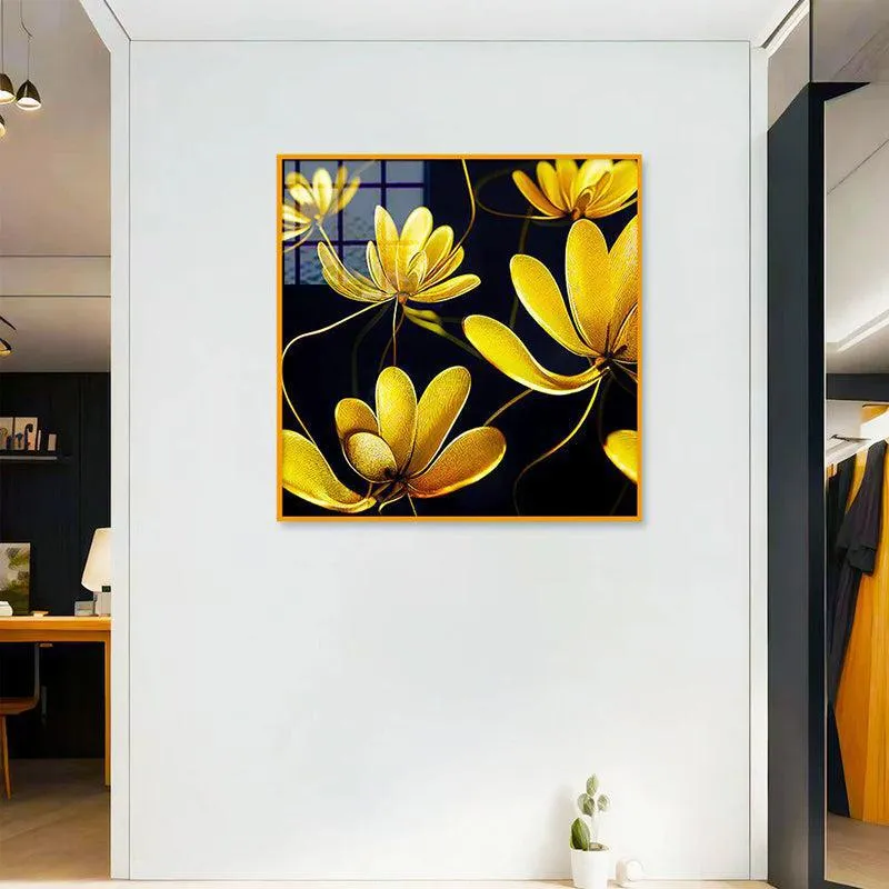 Midas' Garden Floral Canvas Wall Art With Frame - Gold media 1