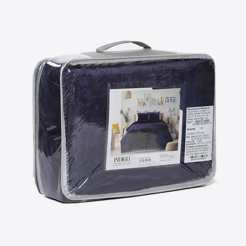 Monte Carlo Gentle Geometry Bedsheet (Navy Blue) - 300 GSM media 6
