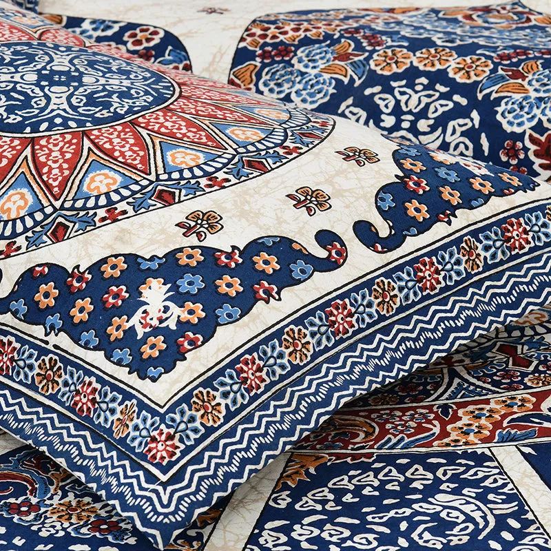 Jalandhara Ethnic Cotton Bedsheet (Dark Blue) - 160 TC media 4