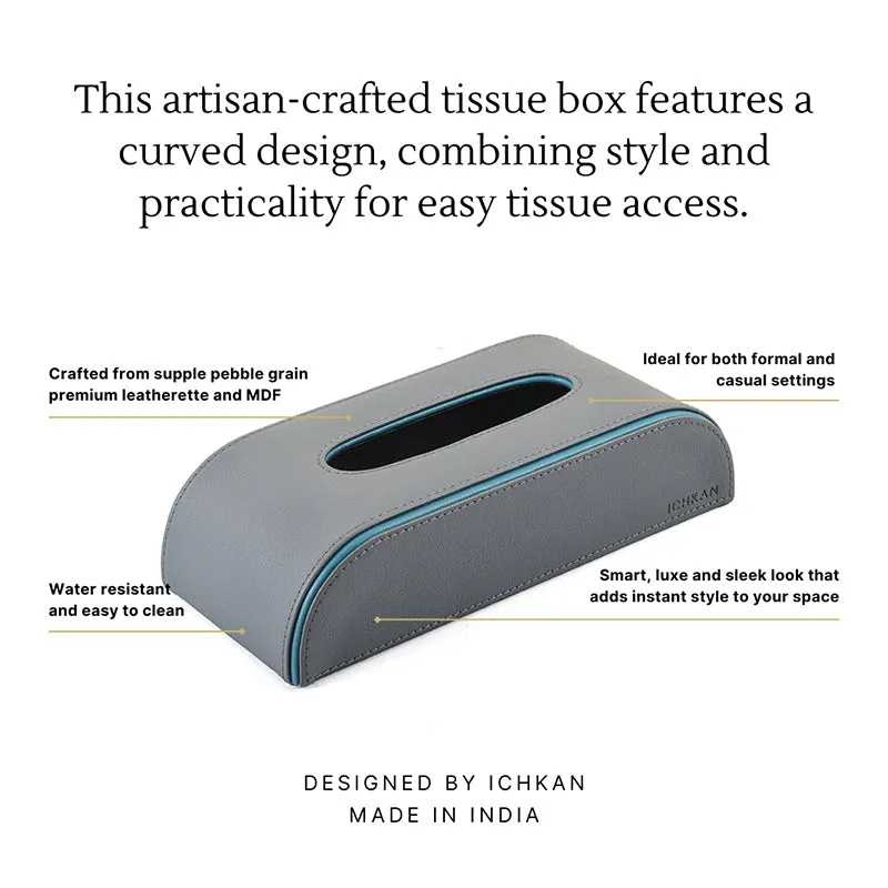 Tisca Curve Faux Leather Tissue Box - Grey media 3