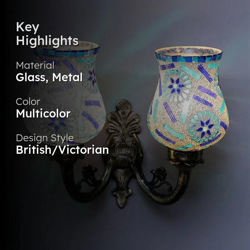 Tara Twinner Mosaic Glass & Metal Wall Lamp media 2